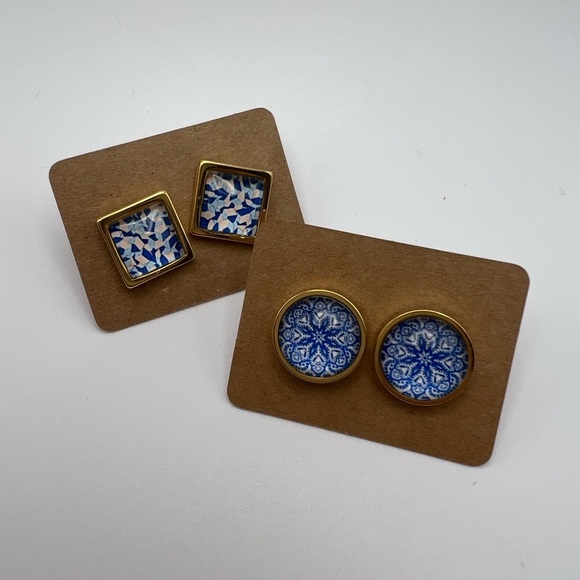 Boho Chic Classic Round & Square Stud Earrings - Elegant Chic Stud Earrings - Picture 8 of 14